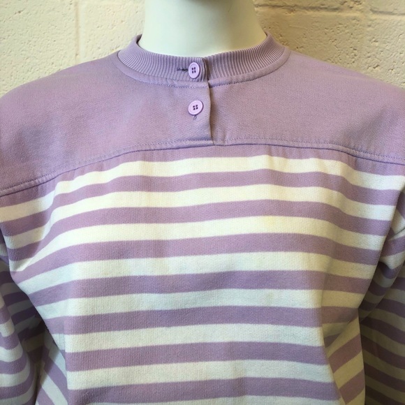 Vintage O.C. Sport Purple and White Striped Sweater - Picture 2 of 6